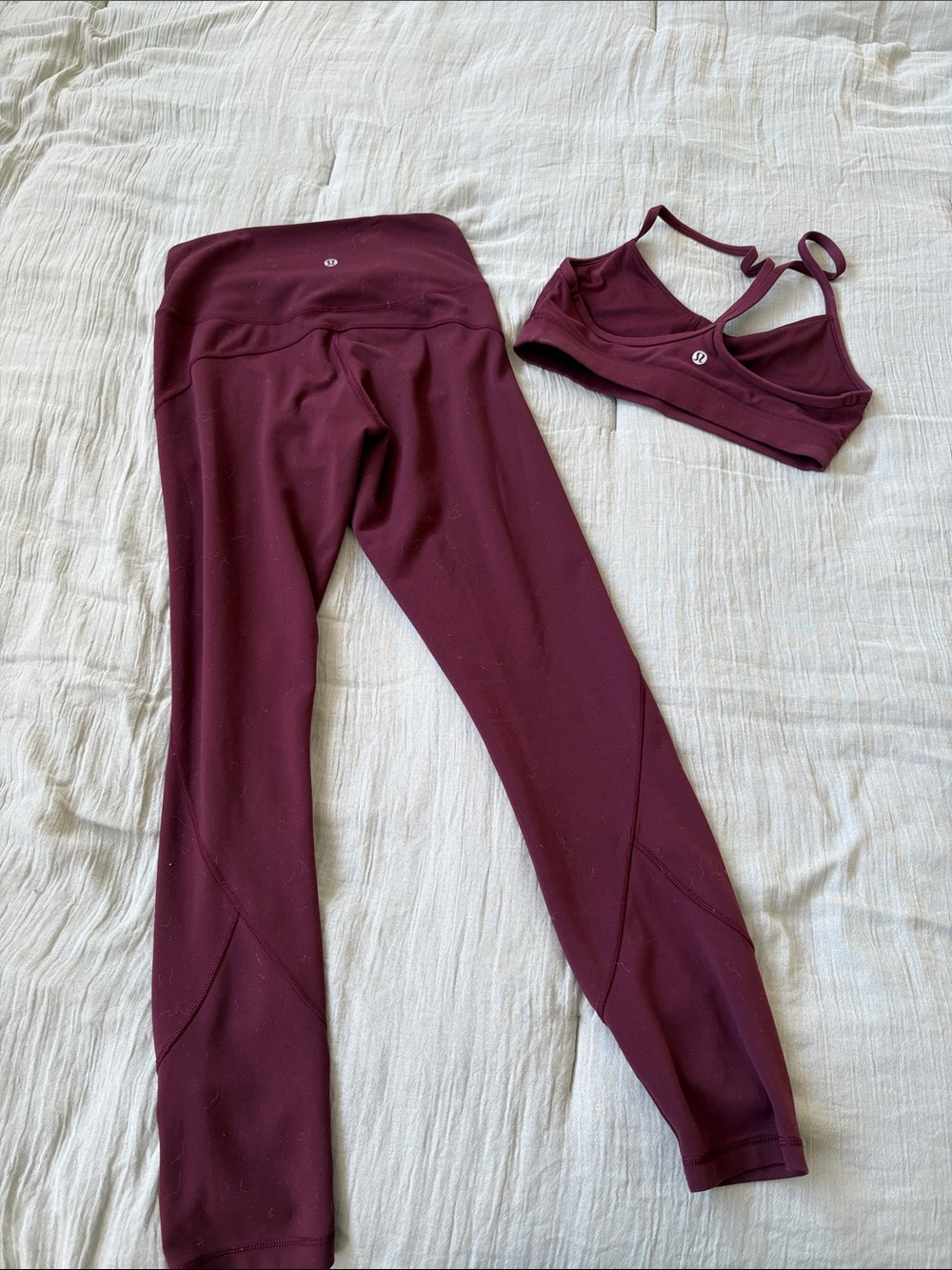 lululemon athletica Maroon High-Waist Leggings & Strappy Sports Bra Set